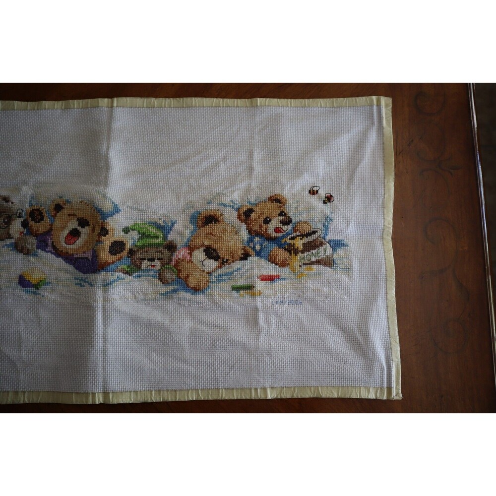 Finished Janlynn Counted Cross Stitch 19"X7"-Sleepy Bears #195-0601 Complete - Picture 10 of 10